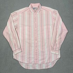 Vintage Levis Button Down Shirt Mens L Pink Western Pockets Striped Rodeo Ranch